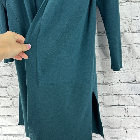 TALBOTS Long Merino Wool Duster Cardigan Lp Hunter Green VGC* - Picture 4 of 7
